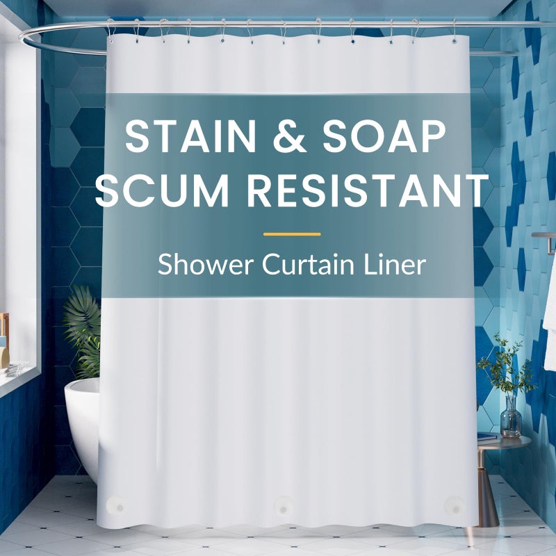 Titanker White Shower Curtain Liner 72 x 78 Long Plastic Shower Liner PEVA Shower Curtain with Liner for Bathroom, Waterproof Lightweight Shower Liner with Magnets and Rustproof Metal Grommet Holes - Image 1